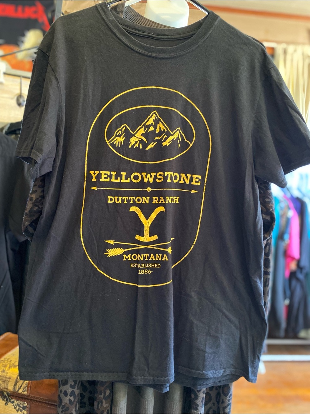 Yellowstone Dutton Ranch Graphic Tee - Black with Yellow Print